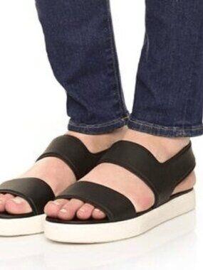 Vince Eres Waterproof Rubber Slingback Platform Black Sandals